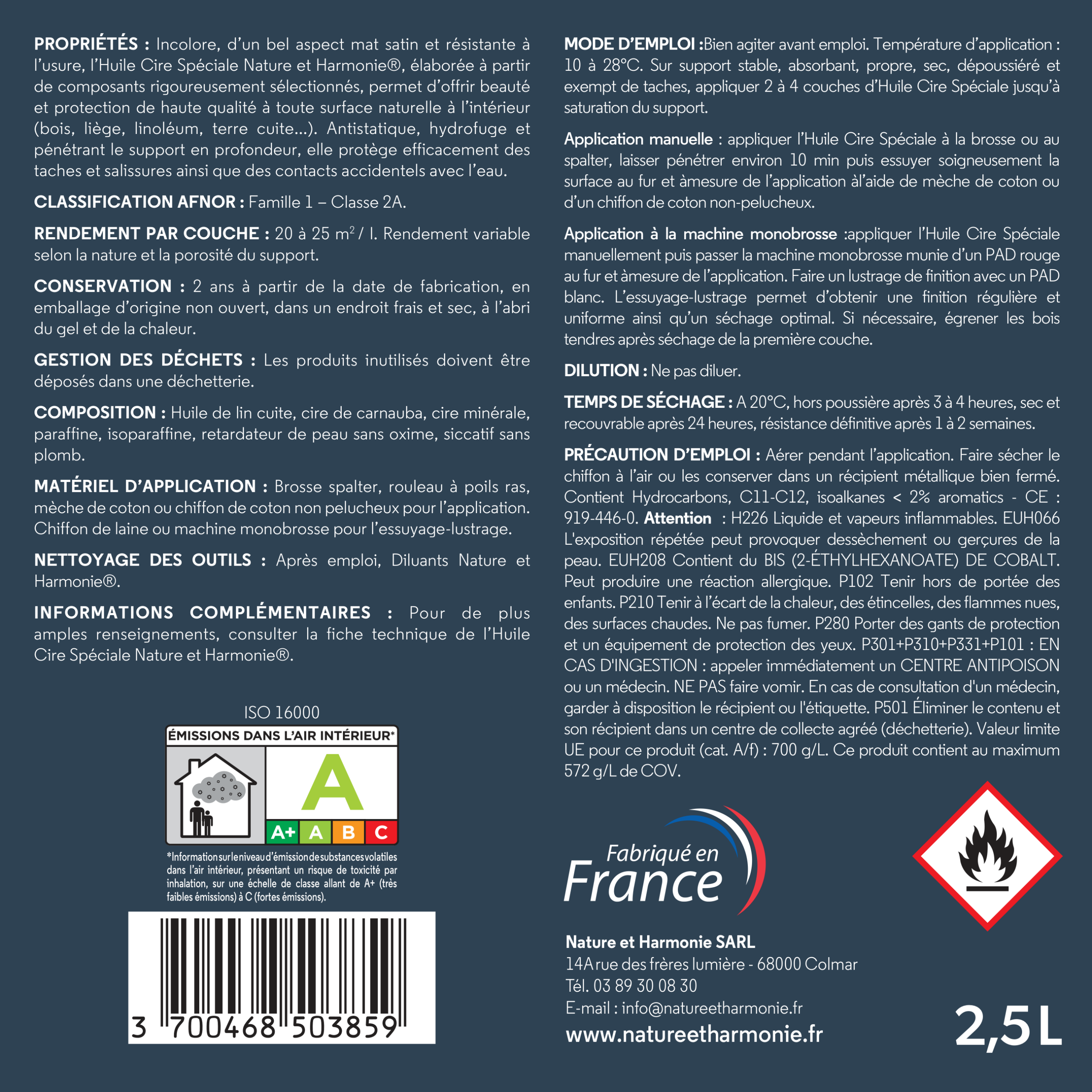 Huile cire spéciale incolore 2 5L